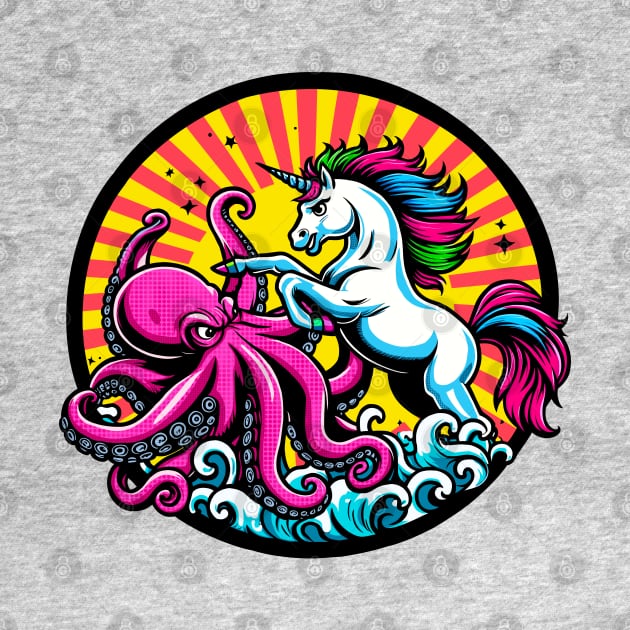 Unicorn Versus Octopus by Ghost on Toast